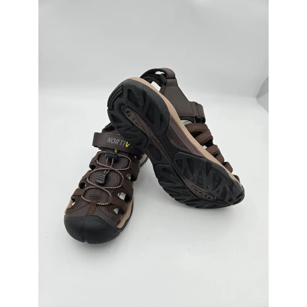 NORTIV 8 Men’s Closed Toe Hiking Sandals Brown Size 9 New In Box